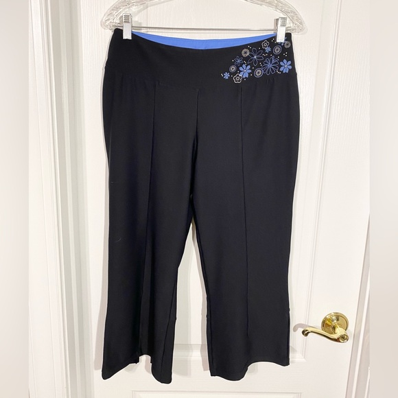 Y2K 2 Pc Be Inspired Tank Top & Yoga Capri Pants Set Floral Blue Black M - Picture 3 of 10